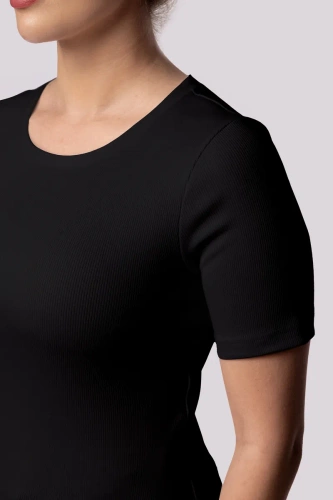 Дамска тениска на райе Mona, черна