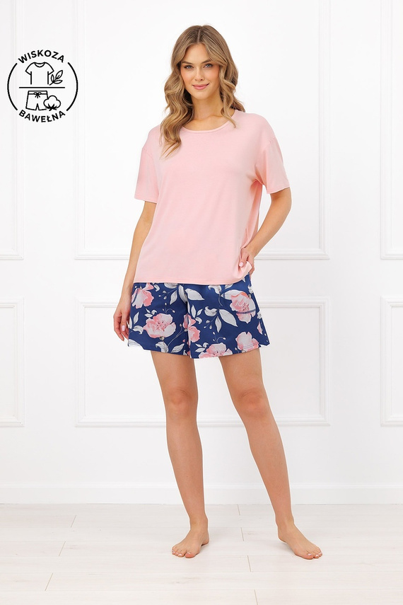 Дамска пижама Italian Fashion Ardizja от вискоза и памук с къси панталонки и флорален десен