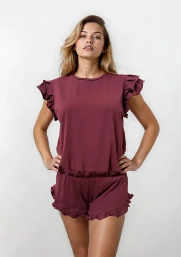 Дамска пижама Dkaren Lulu 2 памук комплект къси удобна