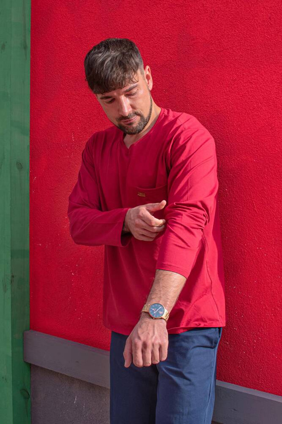 683 Kevin Forex Мъжка пижама - бордо - тъмносиньо