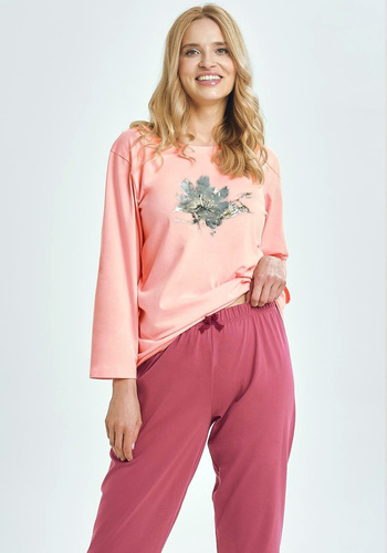 Patricia 3460 Дамска пижама Taro, памук цвят кайсия, 7/8 ръкав