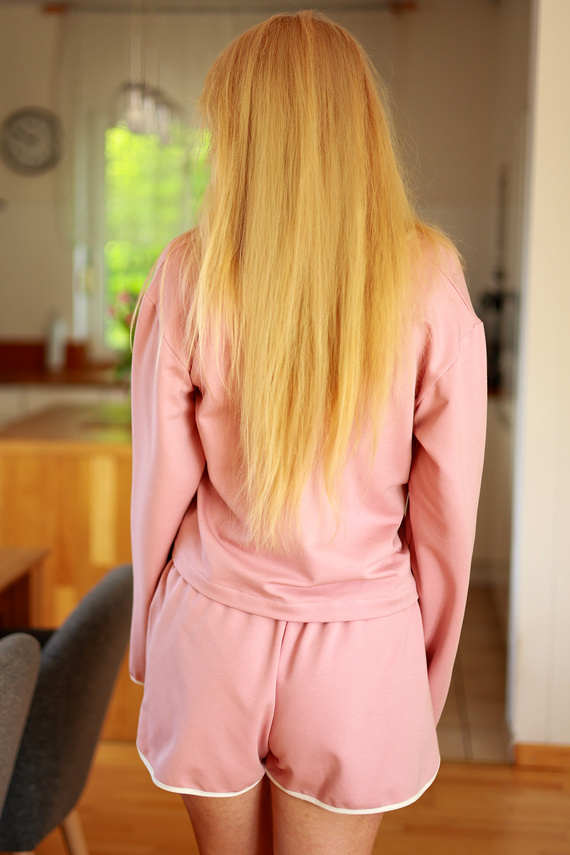 Alex Mirale – Дамски анцуг от три части | Суичър + панталон + шорти | Полско производство - розово