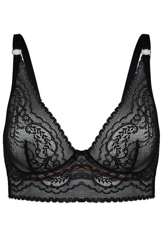 19236 Feel Milano Bralette Long Black – дантелен сутиен с удължена презрамка