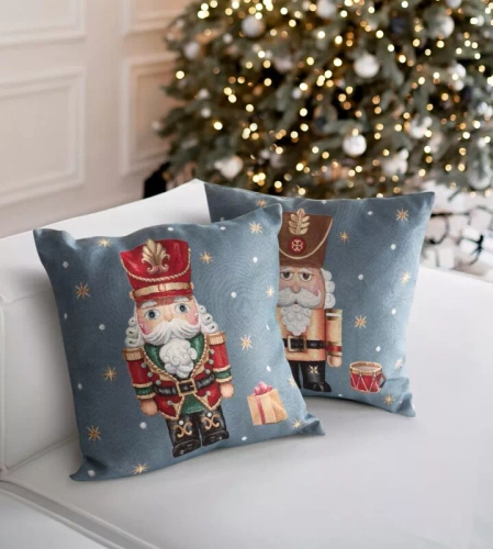 Chp 6082 Коледен гоблен Калъфка за възглавница Лешникотрошачка Евро Пердета Сиво