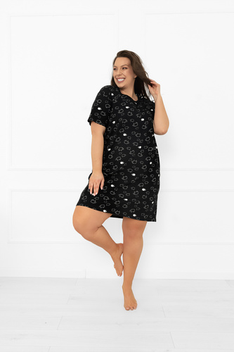 Дамска нощница Bonnie - памук MEGA SOFT, черна от овча кожа Италианска мода