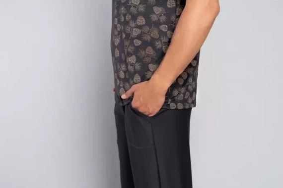 Pinus Пижама Мъжка с къс ръкав и дълъг панталон Италианска мода - принт/графит