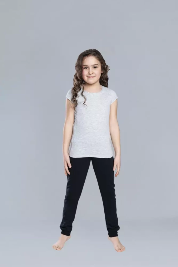 Тениска Tola за момичета, къс ръкав Италианска мода - меланж