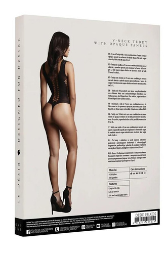 Body DES019 Le Désir черно боди с изрязвания и деколте S-L, XL-4XL