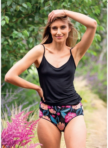 Дамски бамбукови бикини Maxi LPF 516 Key черно-фуксия – комфорт и мекота