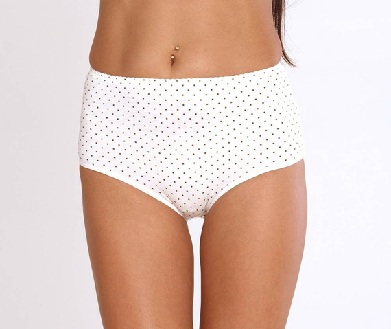 018 Sara De lafense бикини с висока талия - екрю на точки