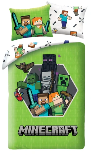 Спален комплект Halantex Minecraft 140x200 зелена с калъфка 70x90