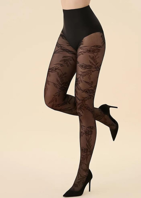 Флорален чорапогащник 20 den Gabriella - nero