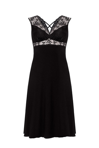 Черна нощница Petra KM29 Mefemi от Nipplex – вискоза, дантела, дължина до прасеца