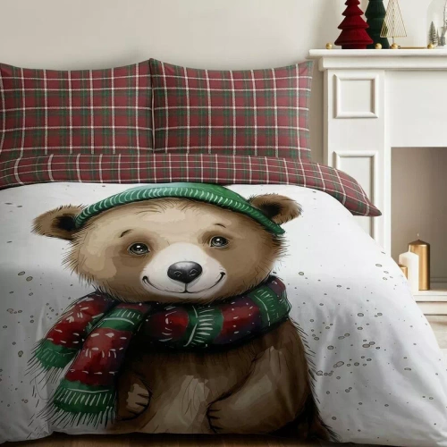 Коледно спално бельо Cuddle Eurofirany микрофибър кафяво с цип