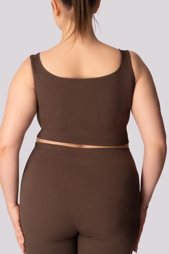 Ribbed top biustonosz sportowy prążek Mona caffe