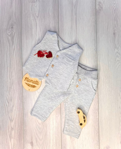 Mamatti KC008 елегантен детски комплект жилетка панталон сив