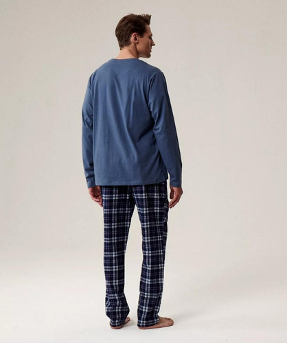 NMP-393 Атлантическо синьо – мъжка памучна фланелена пижама с панталон
