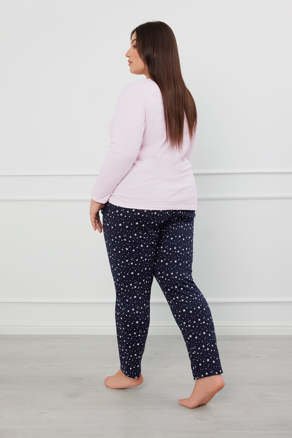 Arugia Дамска пижама с дълъг ръкав и дълъг панталон Италианска мода - розово/принт 