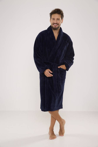 811 Мъжки плюшен халат De Lafense - тъмносин