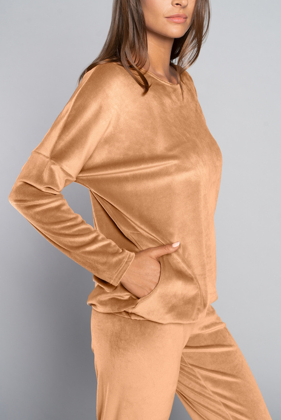 Дълъг комплект за жени. ръкав, дължина. италианска мода панталони от камила