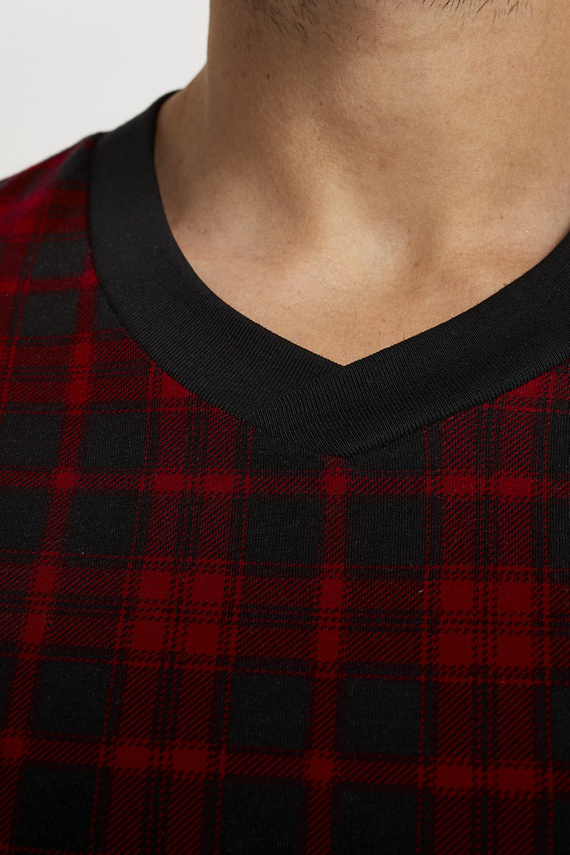 Elijah Мъжка пижама с дълъг ръкав и панталон Италианска мода - принт/черно