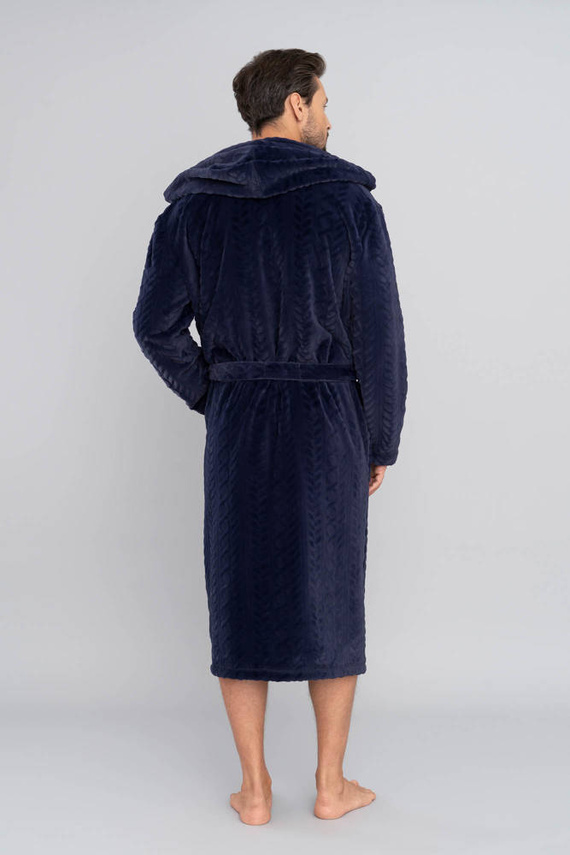 Zygmunt Мъжки халат за баня с качулка Италианска мода - тъмносин 