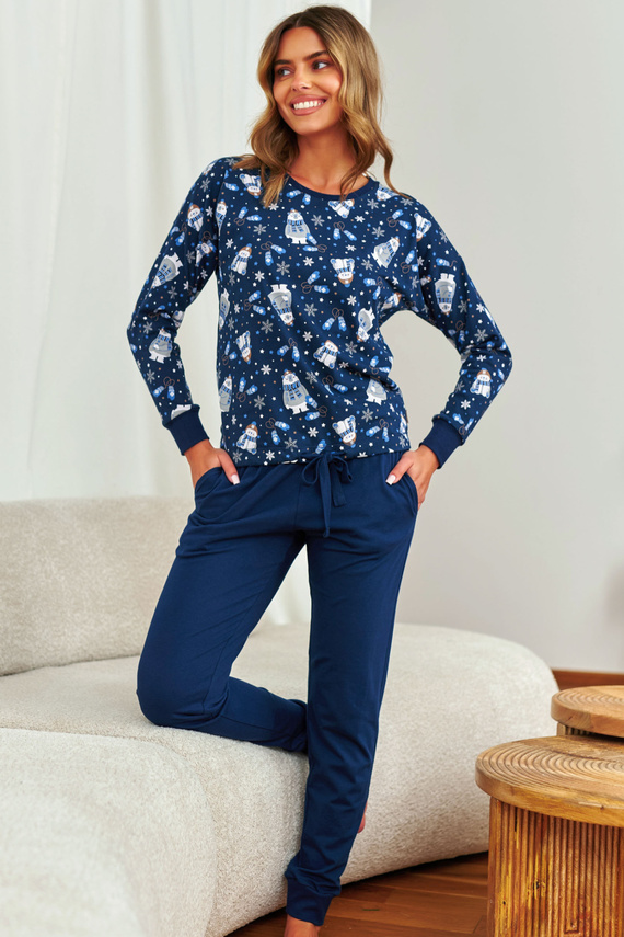 5272 Дамски пижамен комплект Doctor Nap - Уютно мече, памук, дълъг ръкав и панталон