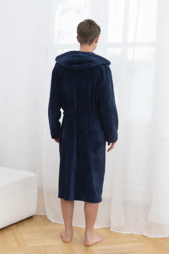 Mimas Мъжки халат с качулка Италианска мода - тъмносин