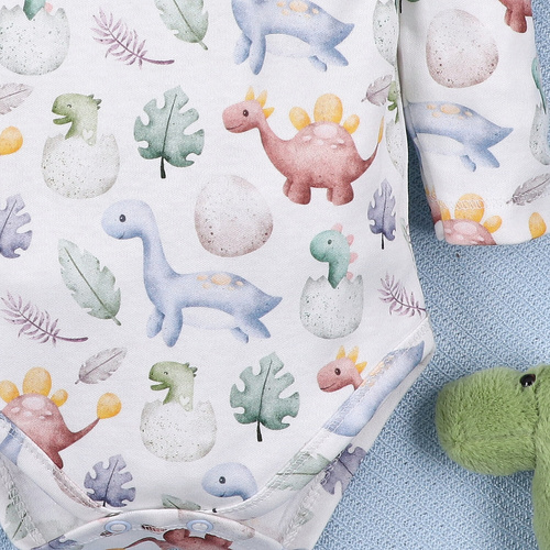 ABN-5564 Боди от органичен памук Dino Explorer с щампа Nini – органичен памук, дълъг ръкав