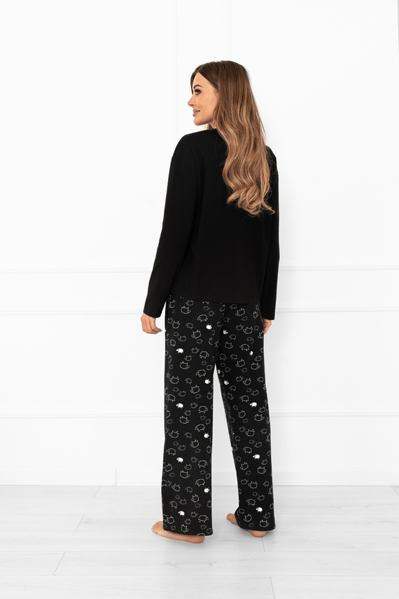 Дамска пижама Bonnie - памук, дълъг ръкав, дълъг панталон, овца Италианска мода  