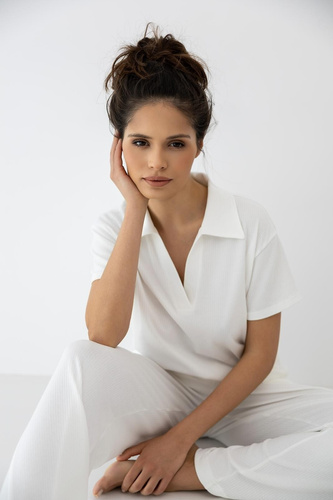 Sensis Zuri ecru дамска пижама – памук и модал, дълъг комплект