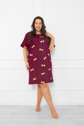 Kwadro Дамска нощница Италианска мода - памук, с къс ръкав, с панделки