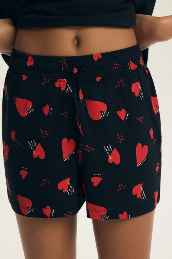 Дамска пижама Elain 44497 Henderson – 100% памук, шорти, сърца