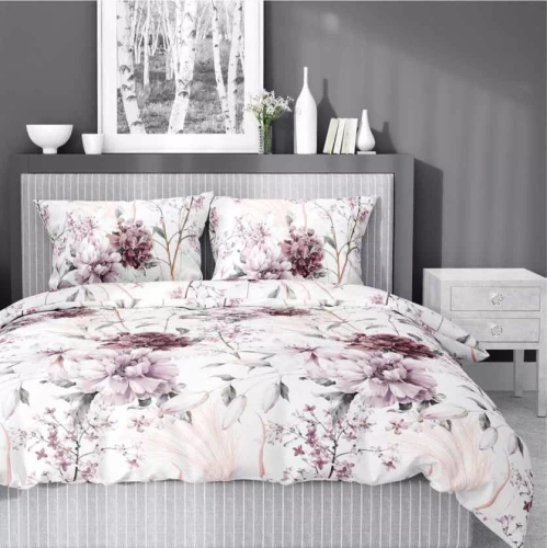 5222 B Спално бельо от прахово розов сатен на светъл фон Detexpol