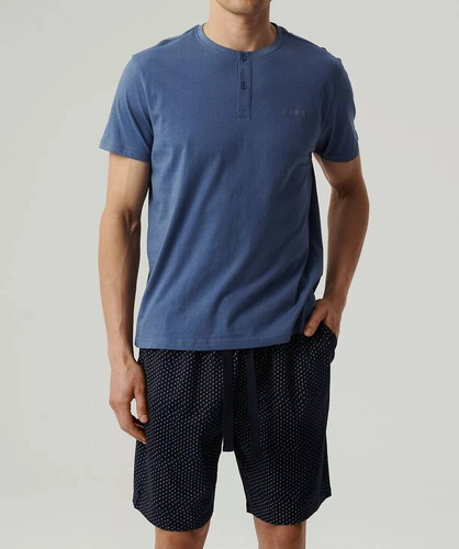 NMP-386 Мъжка пижама с къс ръкав, атлантическо синьо тъмносиньо