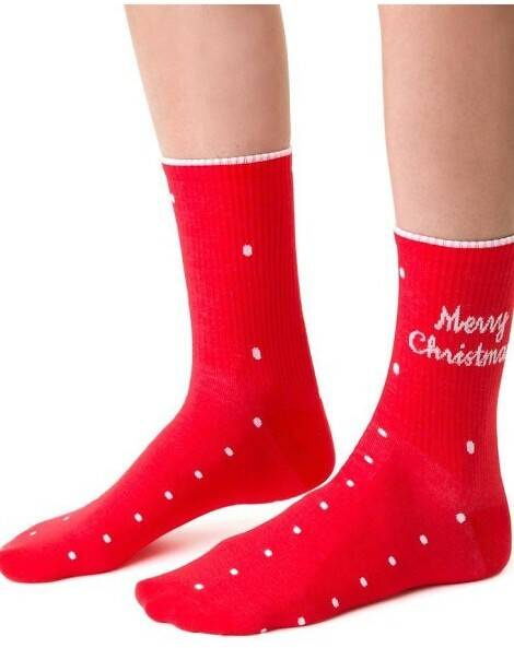 АРТ.136 Коледни дамски чорапи Steven - 114 червени