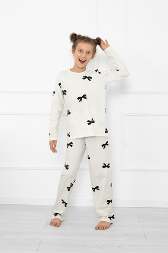 Пижама за момичета Fiocca - екрю, памук, дълъг ръкав и панталон Италианска мода 