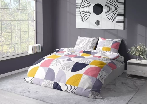 Milargo Verde 008 Спално бельо от геометричен сатен Фаро сиво