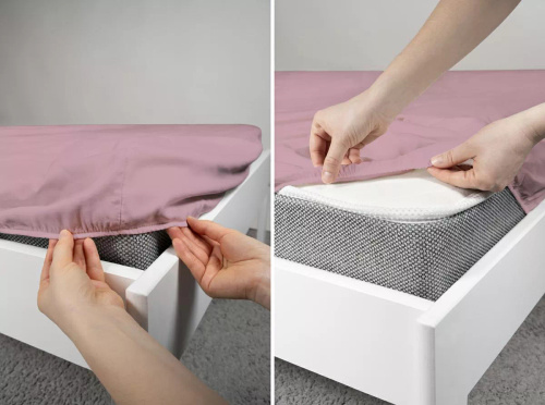 Микросатенен чаршаф с ластик Poly Detexpol гладък и удобен pastel pink