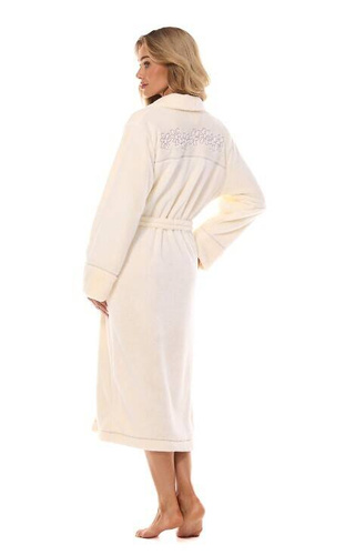 2410 ЛВ Дамски дълъг халат L&L - екрю
