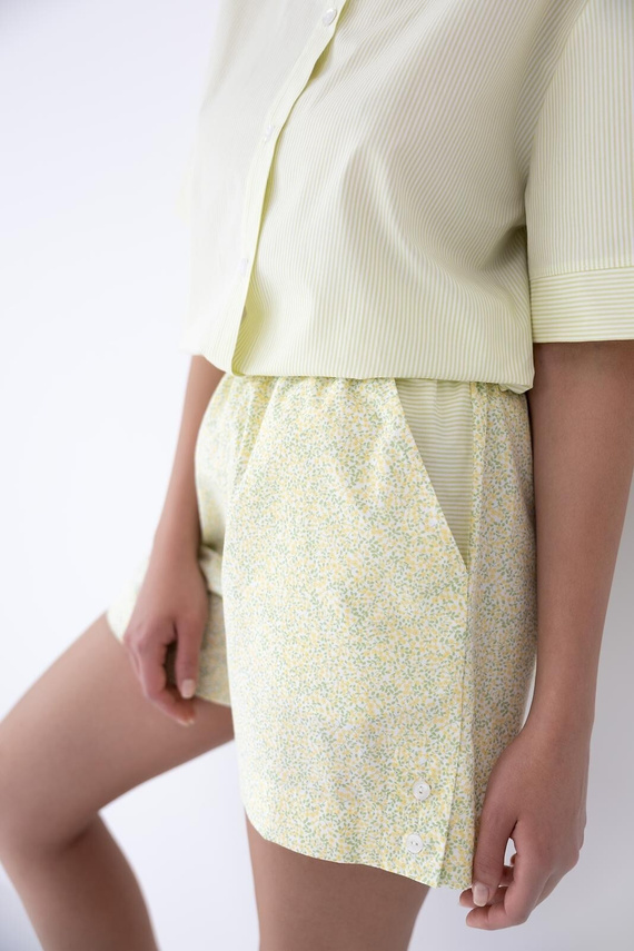 Дамска пижама Sensis Ophelia лимонена – 100% памук, лятна