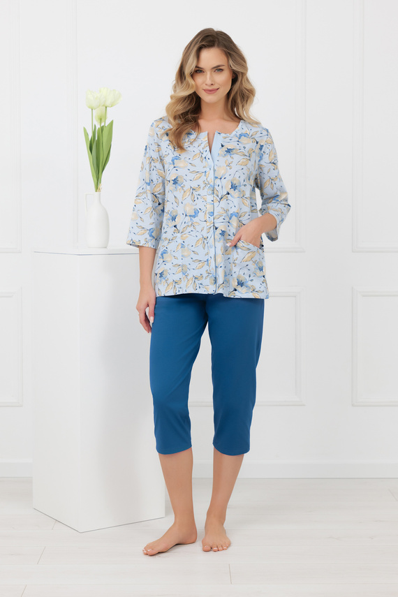 Дамска пижама CELOZJA Italian Fashion 100% памук ръкав 3/4 панталон 3/4