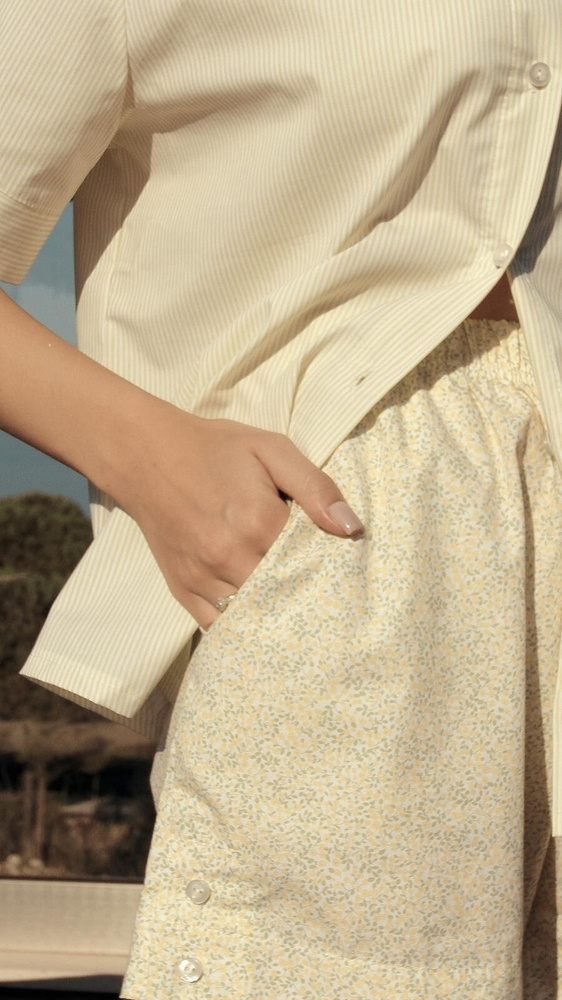 Дамска пижама Sensis Ophelia лимонена – 100% памук, лятна