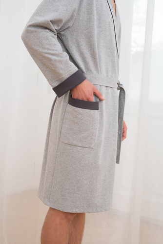 Gabriel Мъжки халат за баня с джобове Италианска мода - меланж/графит