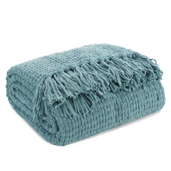 Сузи Плетено одеяло с ресни, европерде, мента