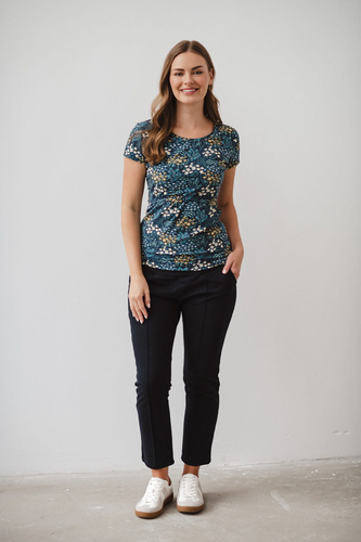 Milk Shirt Блуза за кърмачки и бременни с къс ръкав Milk&Love поляна на морско синьо