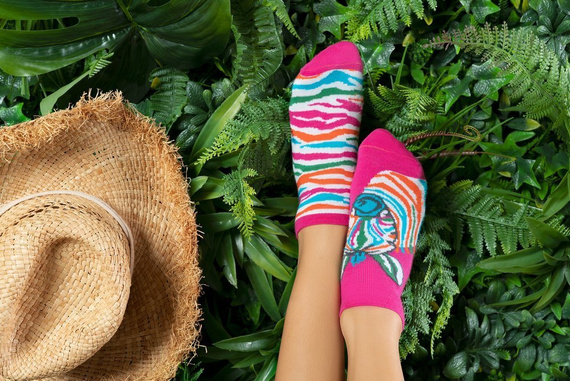 S118S Зебра чорапи крака Италианска мода - печат на амарант