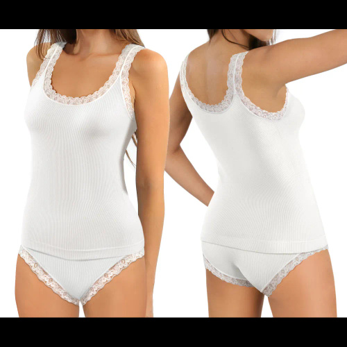 Дамски потник Sesto Senso 6109 с дантела безшевен еластичен white