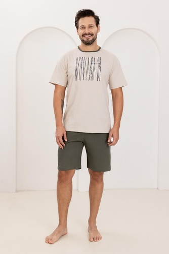 Мъжка Пижама 500 Regina – 100% Памук, Тениска с Къс Ръкав и Шорти за Максимален Комфорт през Лятото