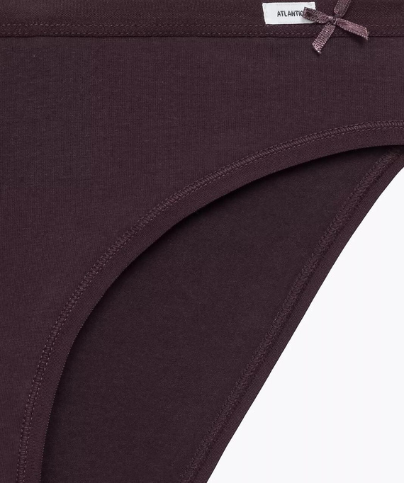 3CLP-002 Спортни бикини Atlantic – памучни, класическа кройка, чифт от 3 броя, бежово/винено/лилаво